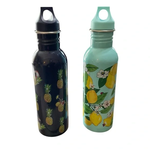 Vera Bradley Stainless Steel Water Bottles – Pineapple & Lemon Floral Print Set - Picture 4 of 10